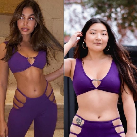 NWT I.AM.GIA Purple SET Lucid Bra Top & Flared Cutout Pant Euphoria Maddy XS M - Picture 8 of 11